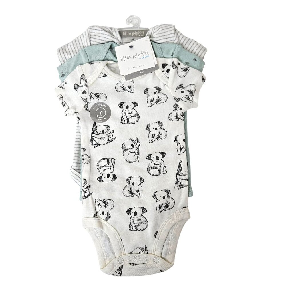 Little Planet By Carter's Organic Cotton Baby Bodysuits 3 Pack 3 Months Adorable